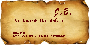 Jandaurek Balabán névjegykártya